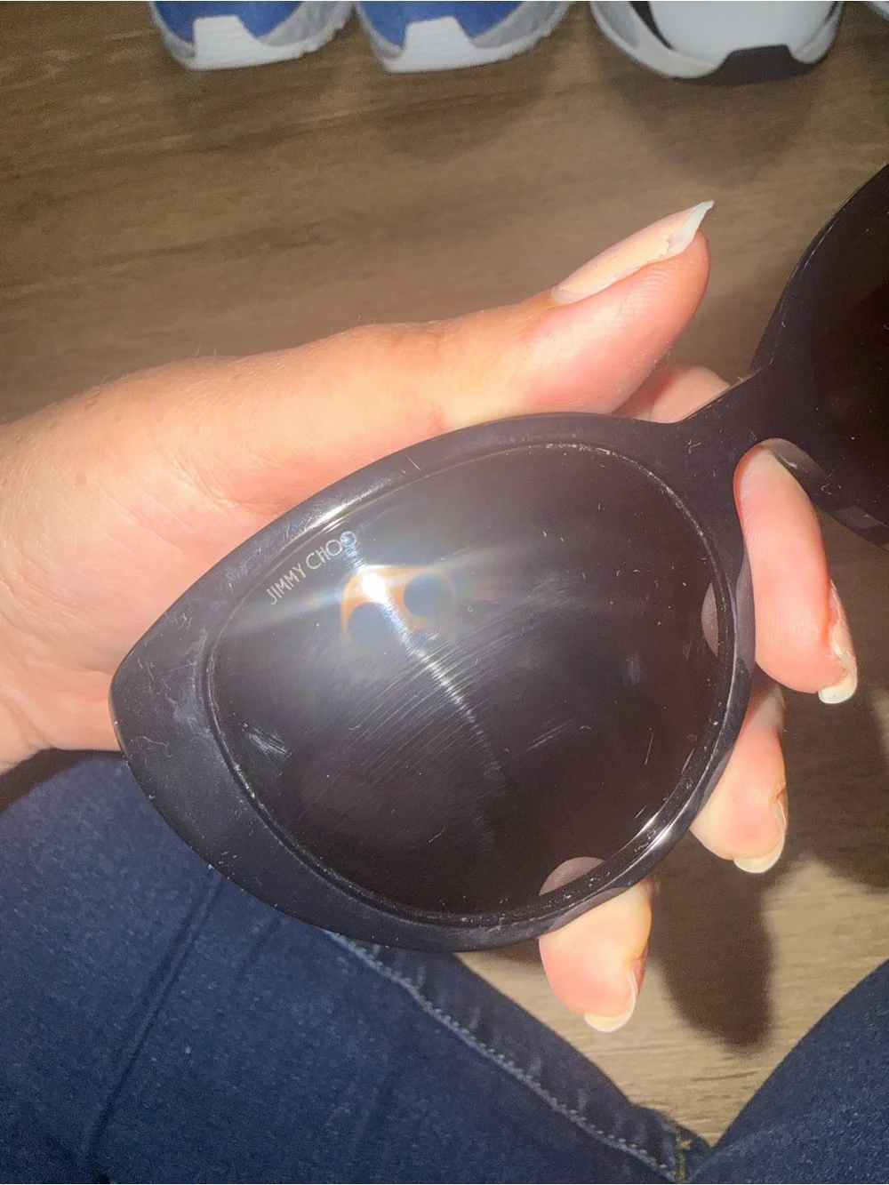 Jimmy Choo Black Round Sunglasses with Star Studs